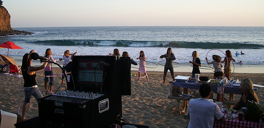 Beach party with hula hoops!